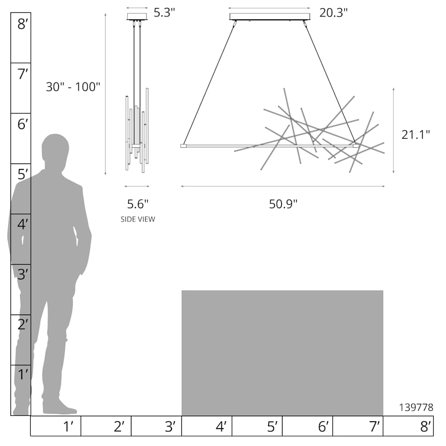 Cascade 51" Wide LED Linear Chandelier