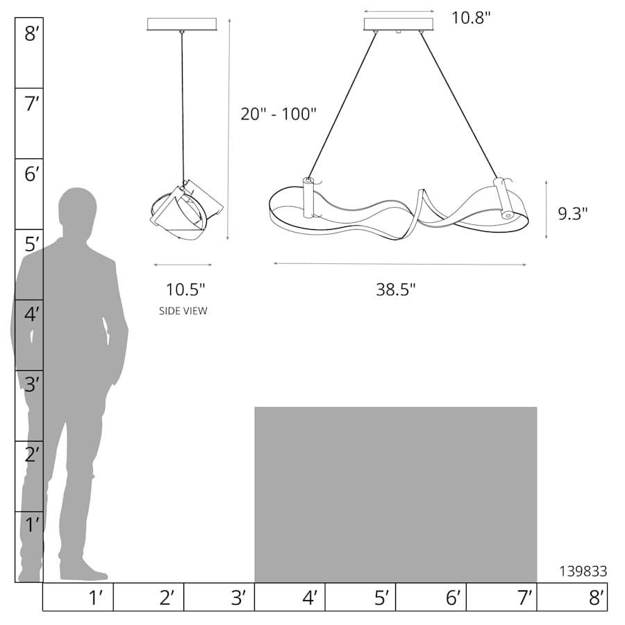 Zephyr 39" Wide LED Abstract Chandelier