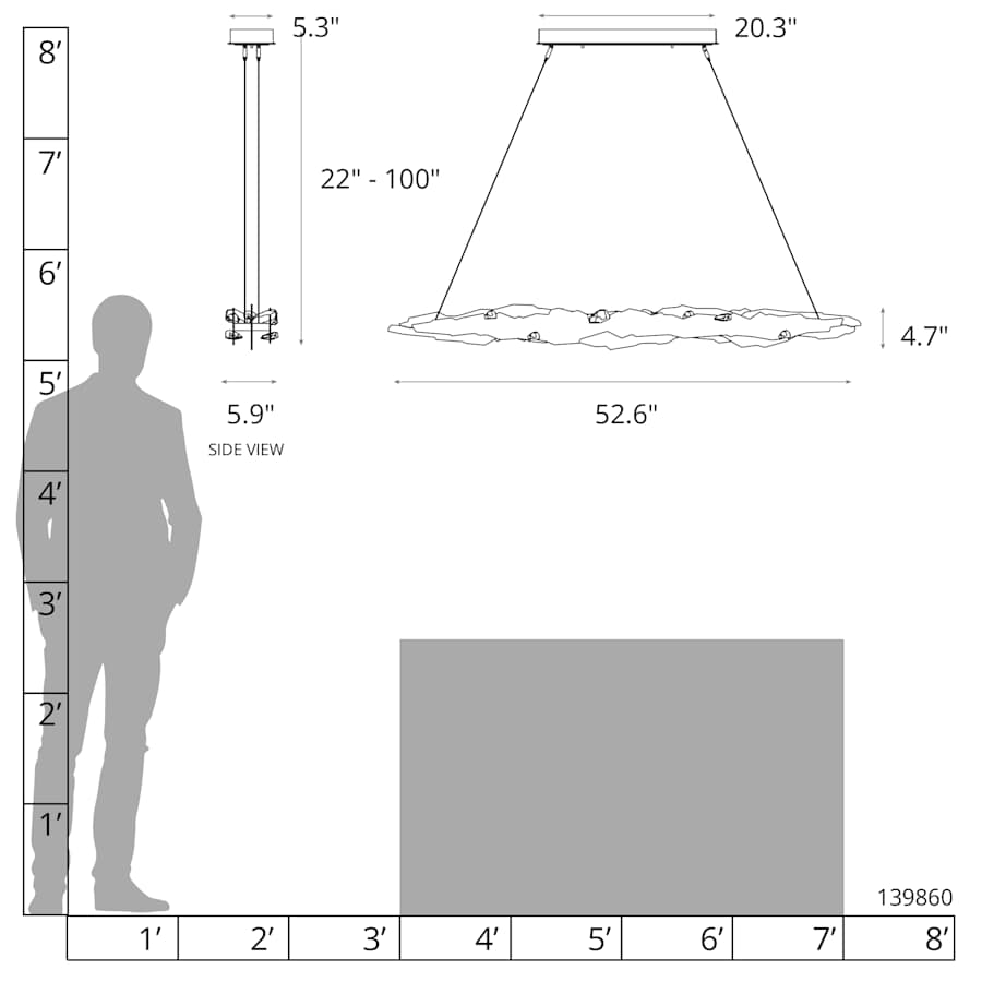 Trove 53" Wide LED Abstract Linear Chandelier