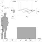 Crossing Waves 45" Wide Suspension Linear Pendant