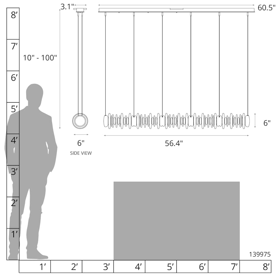 Cairn 57" Wide Linear Pendant