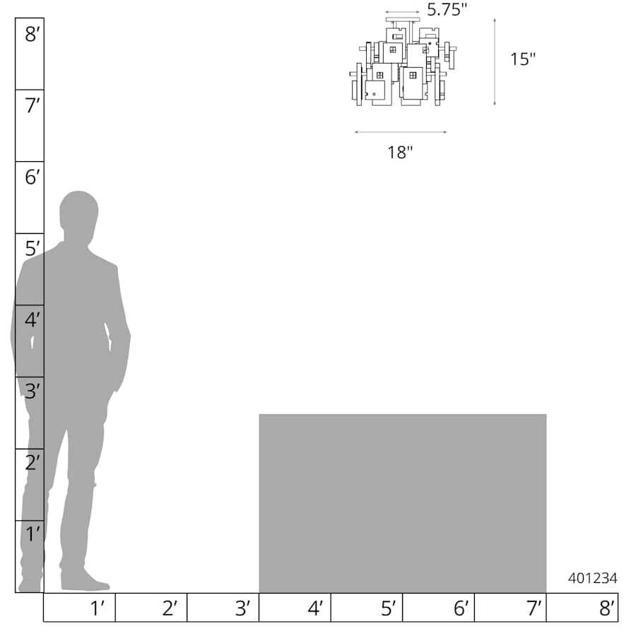 Fusion 5 Light 18" Wide Semi-Flush Ceiling Fixture