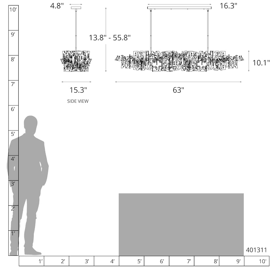 Brutus 6 Light 63" Wide Linear Pendant