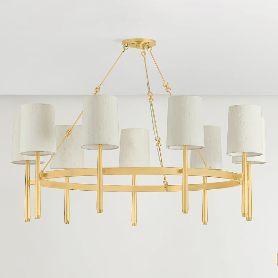 Bridgeton 9 Light 46" Wide Chandelier with Raw Silk Shades