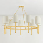 Bridgeton 9 Light 46" Wide Chandelier with Raw Silk Shades
