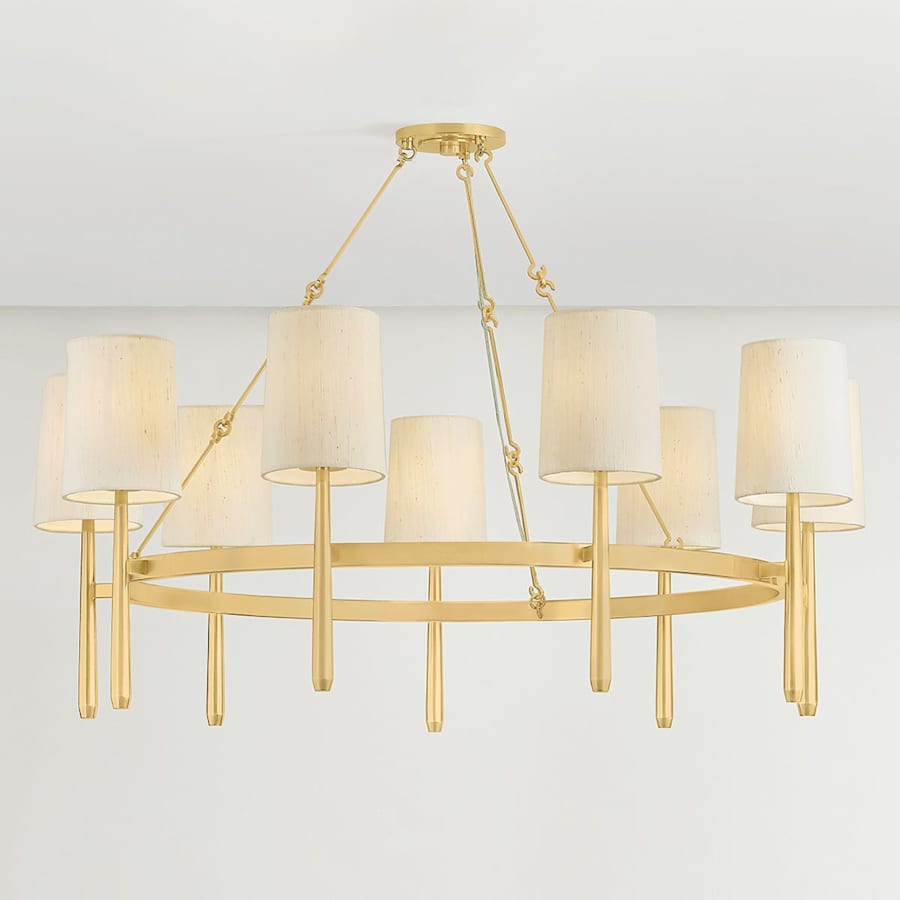 Bridgeton 9 Light 46" Wide Chandelier with Raw Silk Shades