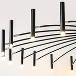 Linear Sputnik Chandelier - Black Metal,12 Light, Modern Hanging Lights