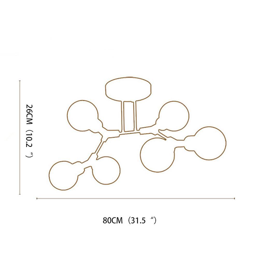 Linear Sputnik Semi-Flush Mount Light with 6 White Opal Glass Shades31'' Dia