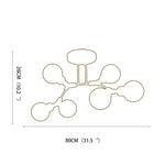 Linear Sputnik Semi-Flush Mount Light with 6 White Opal Glass Shades31'' Dia