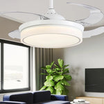 4 Blades White Retractable Ceiling Fan with Light