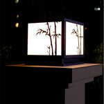Square Bamboo Pattern Waterproof LED Modern Solar Lights Outdoor Pillar Lamp