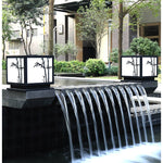 Square Bamboo Pattern Waterproof LED Modern Solar Lights Outdoor Pillar Lamp