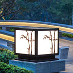 Square Bamboo Pattern Waterproof LED Modern Solar Lights Outdoor Pillar Lamp