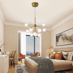 Sputnik Cluster Chandelier Light Metal Glass LED Chandelier 12 Bulbs