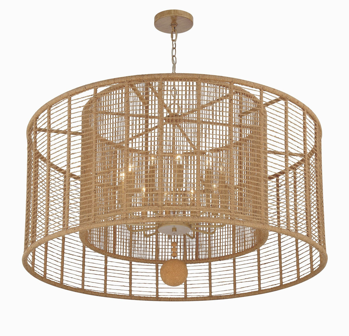 Jayna 42 3/4" Wide Silver Natural Jute 12-Light Modern Drum Chandelier