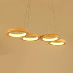 Rustic 4 Circles Wood LED Modern Pendant Lighting Chandeliers Island Lights