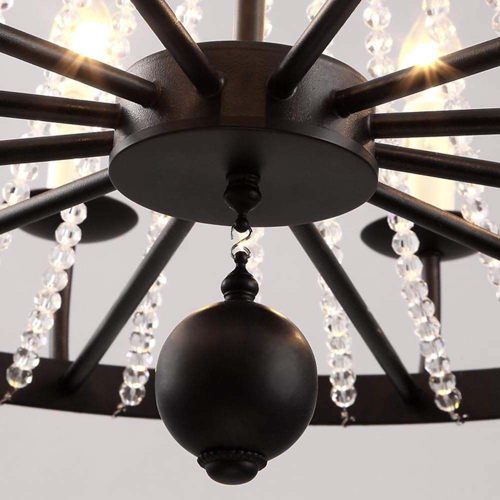 Empire Wagon Wheel Chandelier - 8/10/12 Candle Lights,20'' Adjustable Chain, Crystal Accents