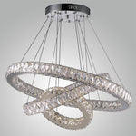 Interwoven Circle Design Chandelier Large Foyer Metal Crystal Ceiling Light