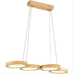 Rustic 4 Circles Wood LED Modern Pendant Lighting Chandeliers Island Lights
