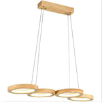 4 Circle Light Modern Wood Bamboo Acrylic Design Pendant Lighting LED Kitchen Lighting Dining Room Lighting Ceiling Light