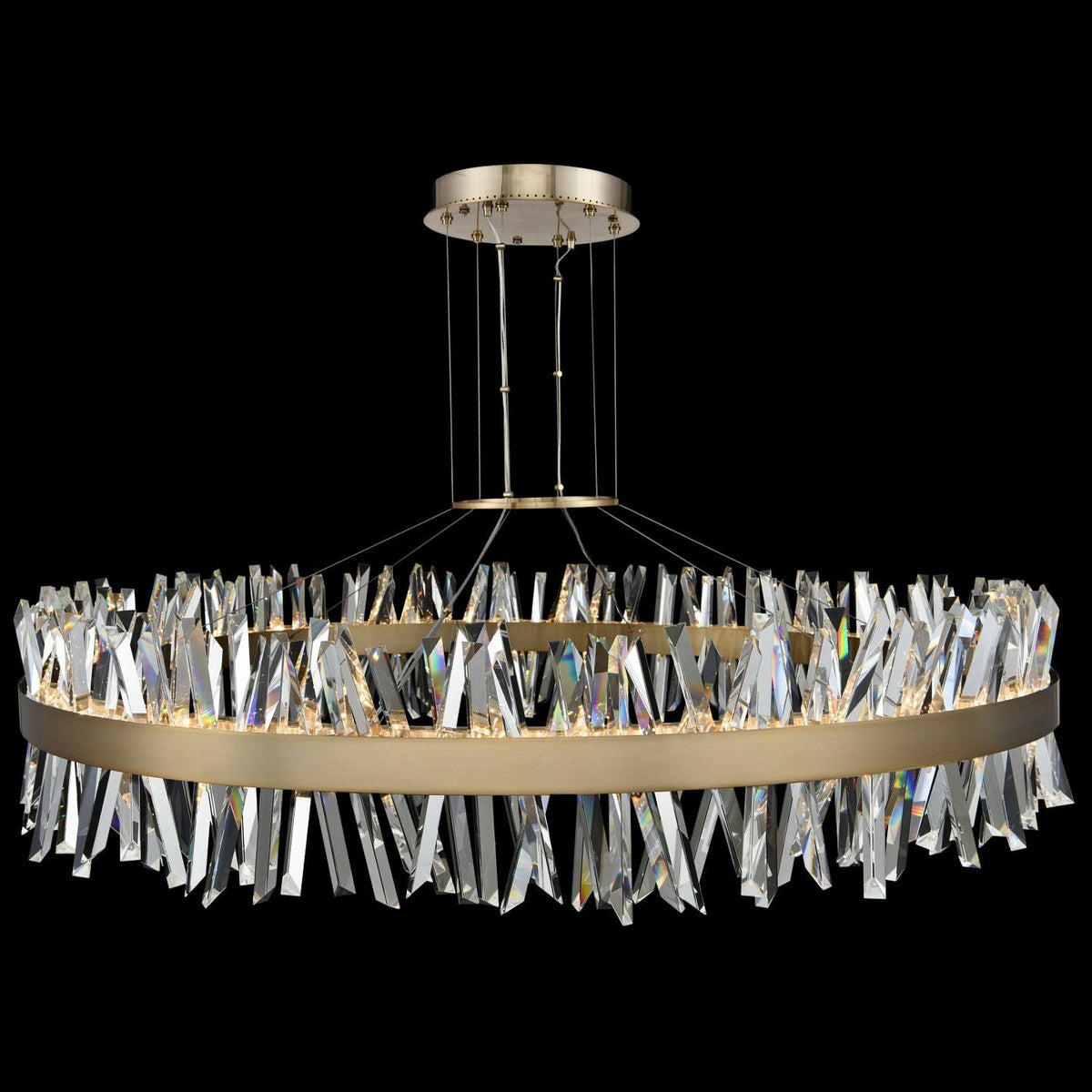 Kalco Glacier 60" Wide Champagne Gold LED Round Crystal Pendant