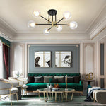 Modern Metal Glass Flush Mount Sputnik Light LED Bedroom Ceiling Lights