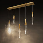 Kindjal 18"H x 40"W 5-Light Crystal Multi-Light Pendant in Aged B