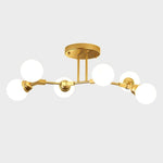 Linear Sputnik Semi-Flush Mount Light with 6 White Opal Glass Shades31'' Dia