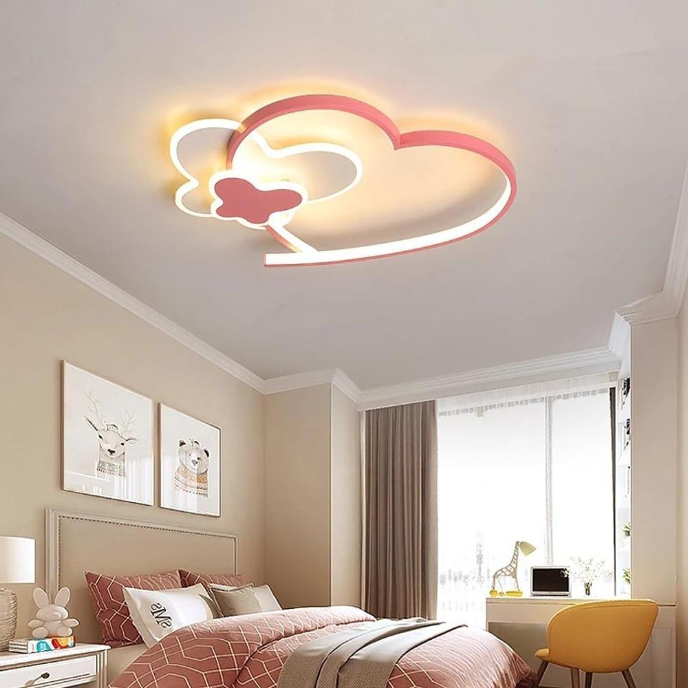 Novelty 2 Hearts Metal Flush Mount Ceiling Light LED Baby Kids Lights for Bedroom