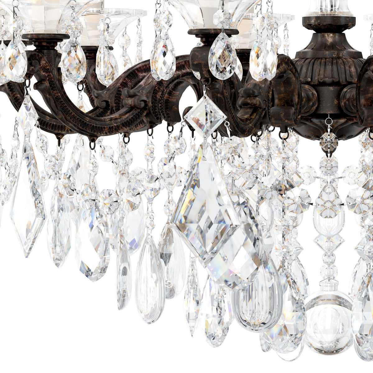 La Scala 29.5"H x 28"W 10-Light Crystal Chandelier in Heirloom Br
