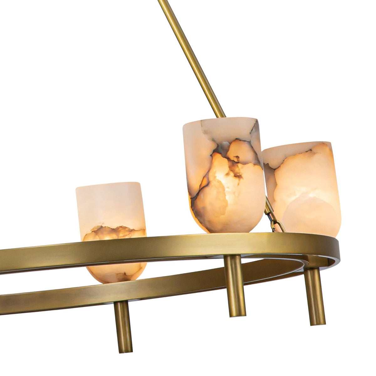 Lucian Six Light Chandelier Vintage Brass/Alabaster
