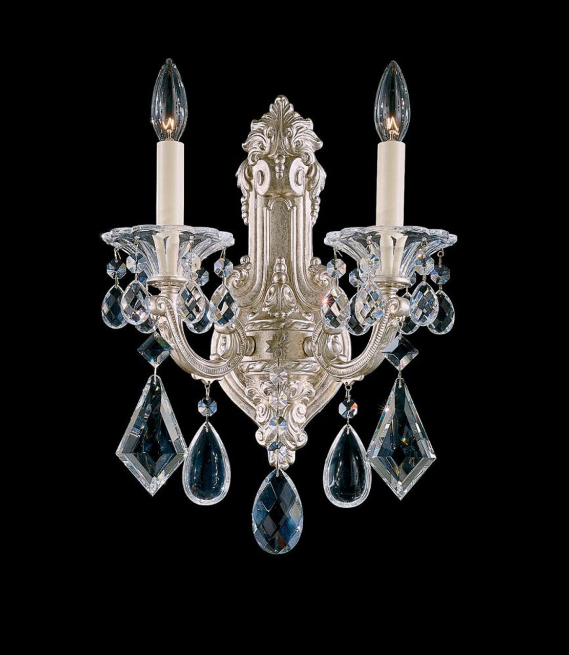 Milano Wall Sconce, 3-Light, Parchment Gold, Clear Swarovski Crystal, 15"H (5643-27S AK20C)