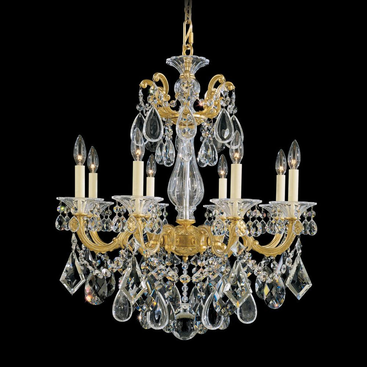 La Scala Chandelier, 8-Light, French Gold, Clear Swarovski Crystal, 25"W (5073-26S 1HZTMK)