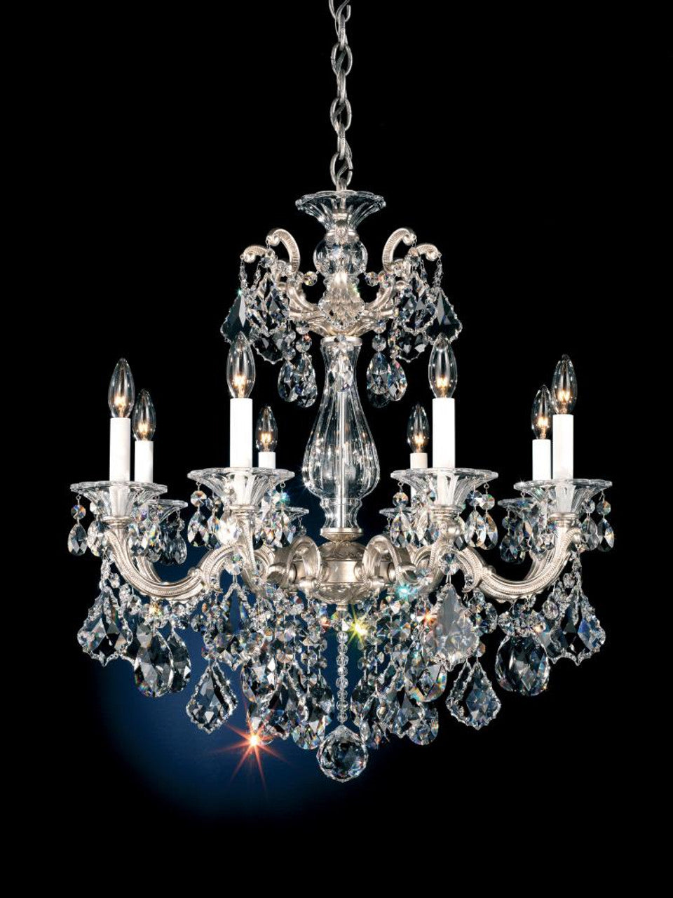 La Scala Chandelier, 8-Light, Parchment Gold, Clear Swarovski Crystal, 25"W (5073-27S AY8MK)