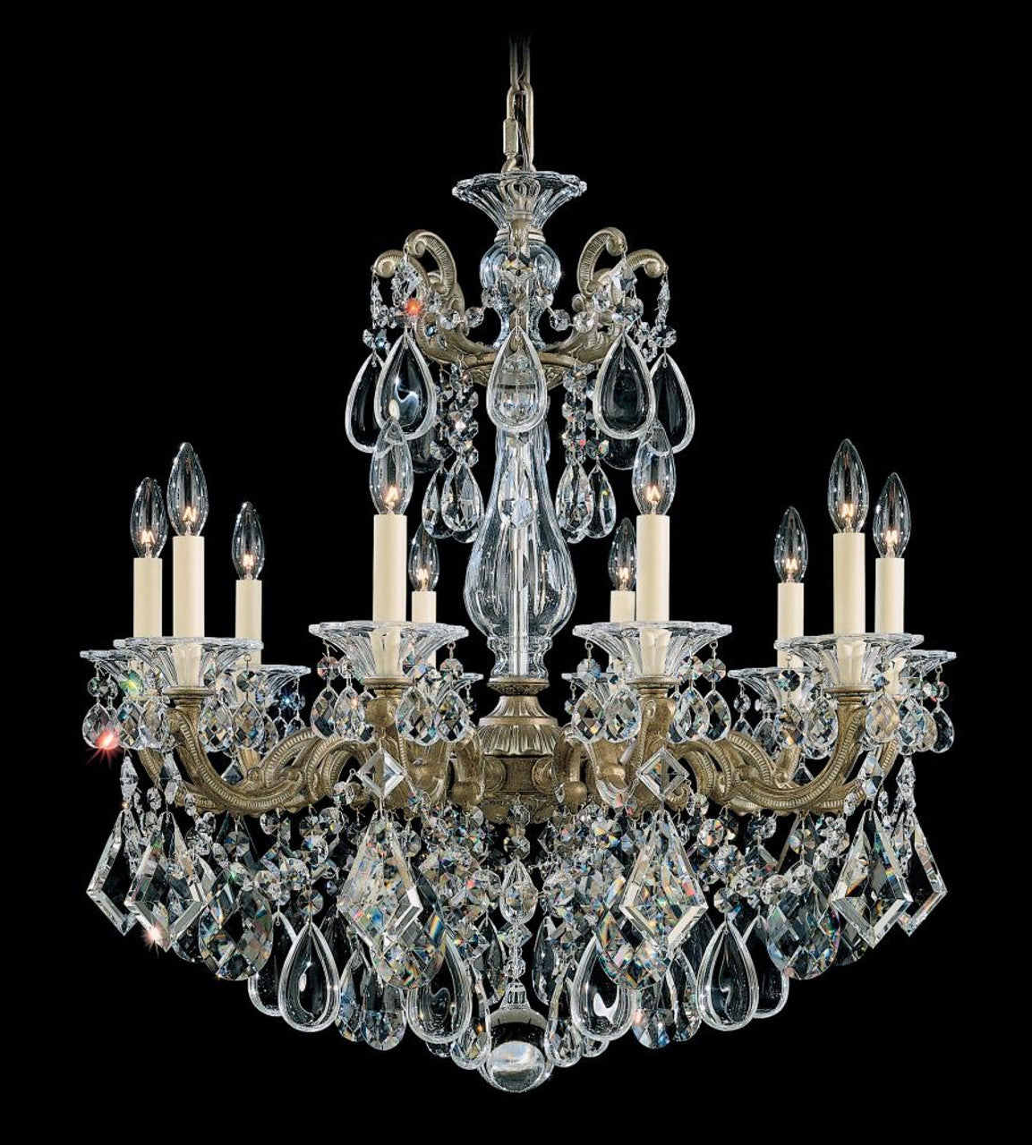La Scala Chandelier, 8-Light, Parchment Gold, Clear Swarovski Crystal, 25"W (5073-27S AY8MK)