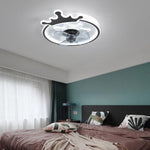 LED Round Crown Shaped Flush Mount Kids Ceiling Fans with Remote Control