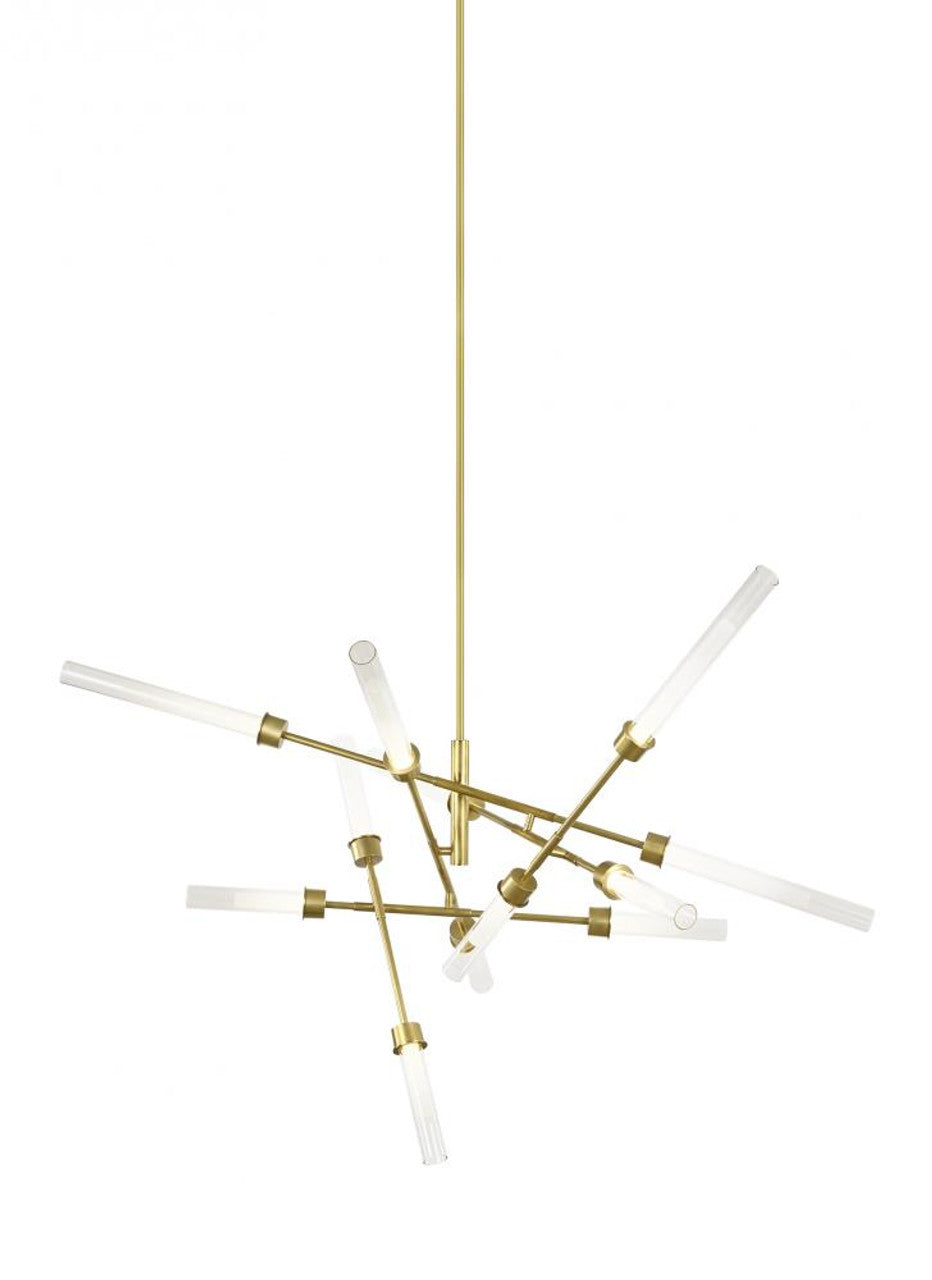 Linger Abstract Chandelier, 12-Light, LED, Natural Brass, Glass, 40.75"W (700LNG12ANB-LED930 70P9E4U)