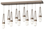 Link 10-Light Blown Rectangular Pendant - Bronze - Clear - White Threading