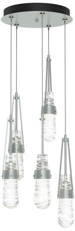 Link 13"W 5-Light Platinum Standard Pendant w/ Clear White Threaded Sh