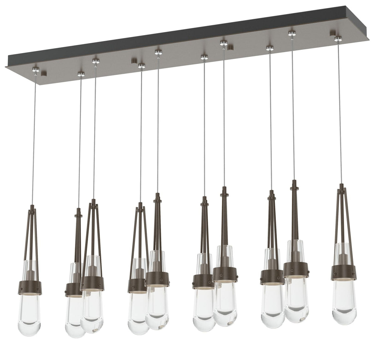 Link 44.5" Rectangular Bronze Long Pendant with Clear Glass