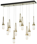 Link 44.5" Rectangular Modern Brass Long Pendant with Clear Bubble Gla