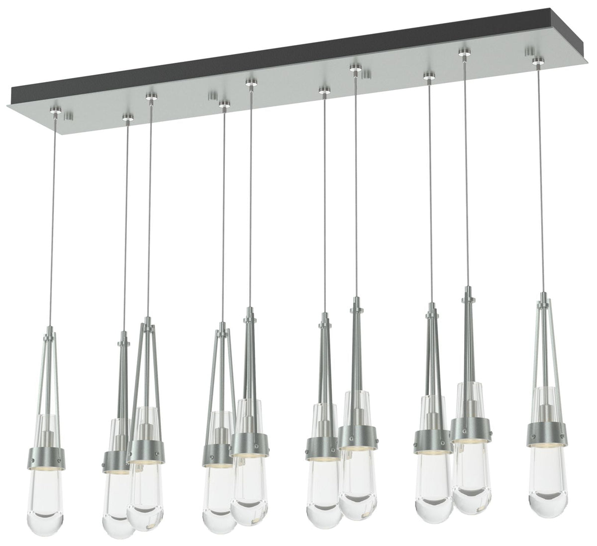 Link 44.5" Rectangular Vintage Platinum Long Pendant with Clear Glass
