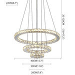 3-Ring Adjustable Circles Tiered Crystal Bling Hanging Modern Chandeliers