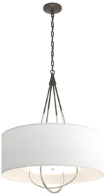 Loop Pendant - Dark Smoke Finish - Sterling Accents - Natural Anna Shade