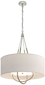 Loop Pendant - Sterling Finish - Soft Gold Accents - Flax Shade