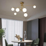Curved Line Design 9-light Glass LED Gold Modern Chandeliers Ceiling Lights