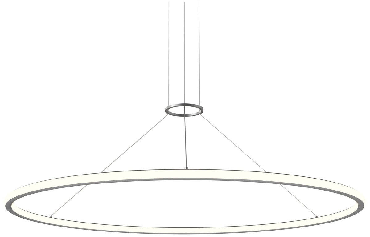 Luna 60" Round LED Pendant w/ 20' Cord - Satin Aluminum