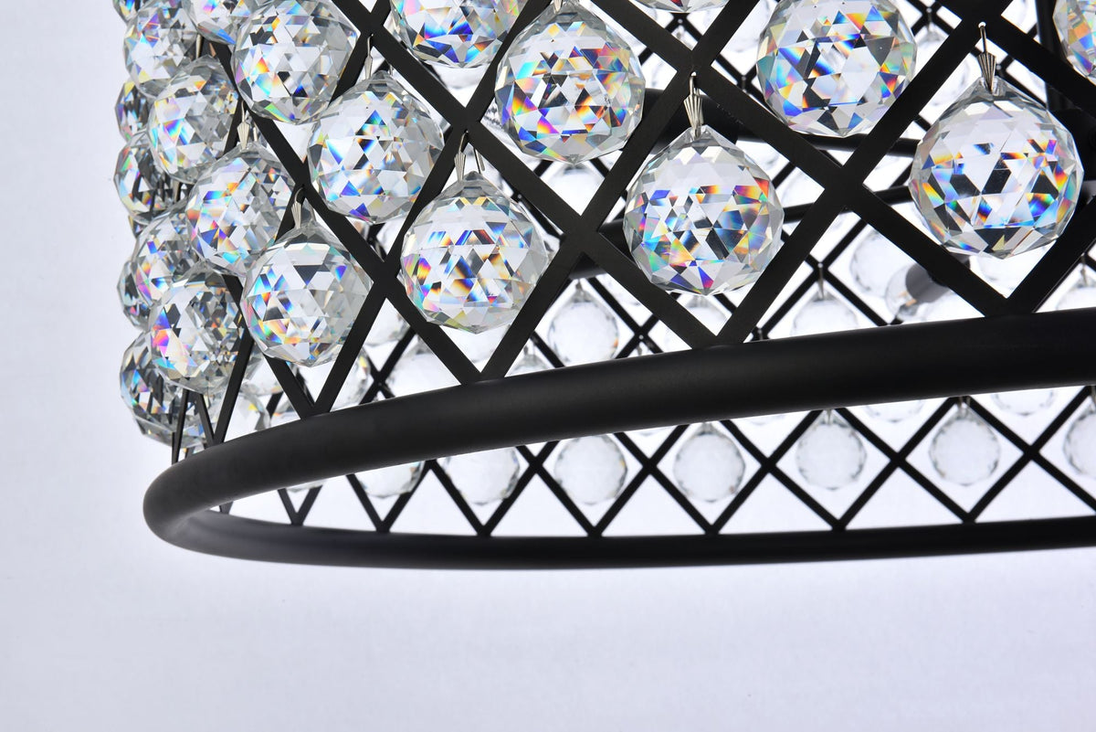 Madison 12 Lt Matte Black Chandelier Clear
