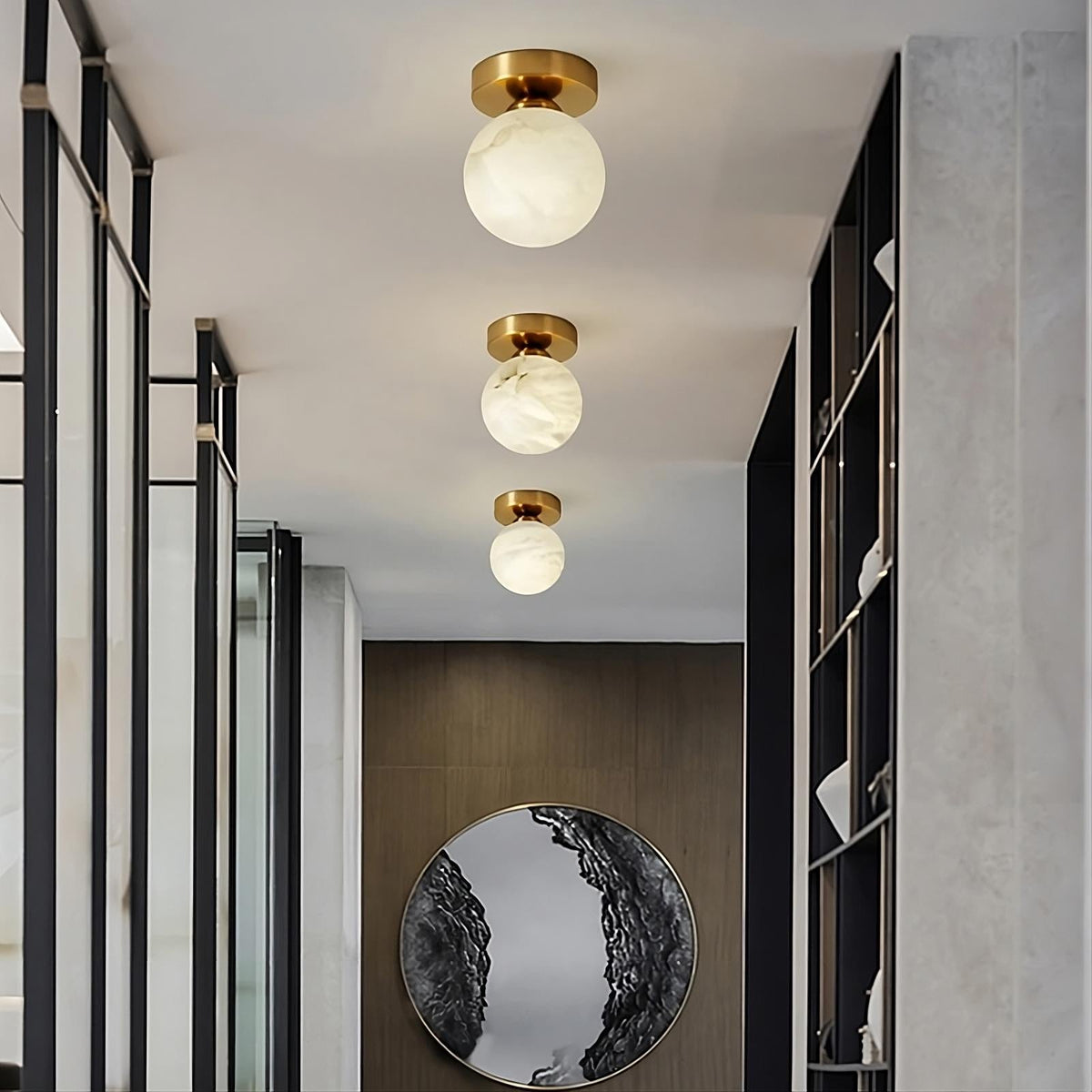Natural Marble Hallway Ceiling Light Fixture