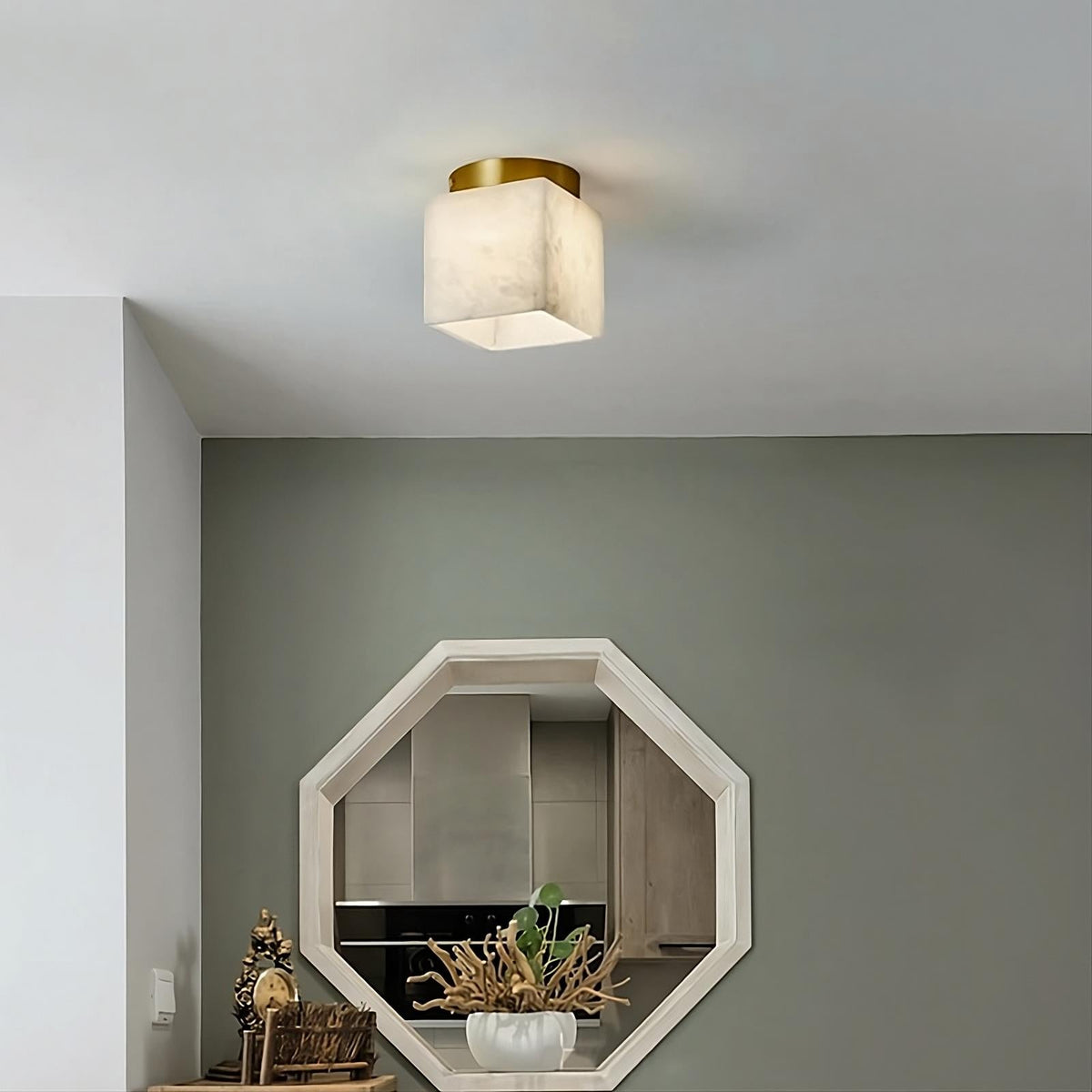 Natural Marble Hallway Ceiling Light Fixture